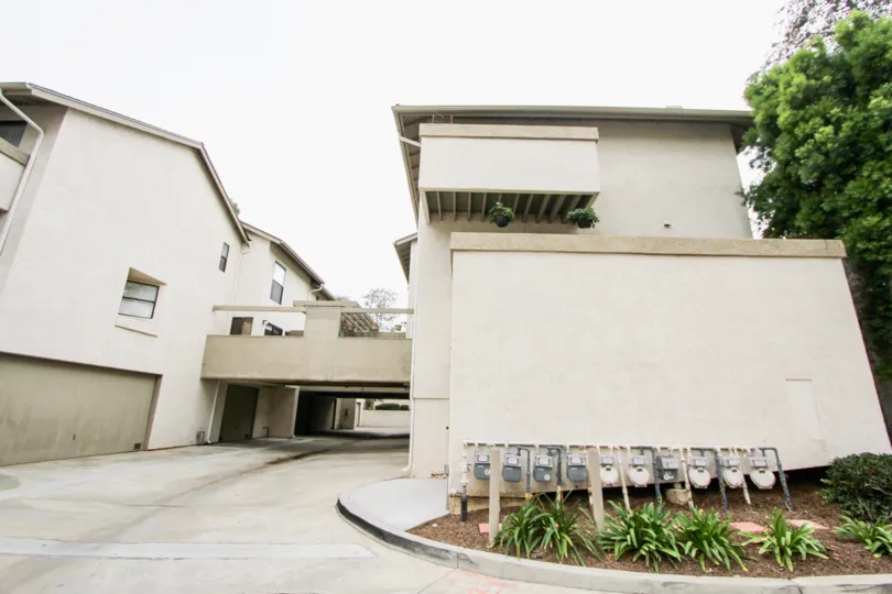 Drive way view of Harbor Woods community, Newport Beach, CA