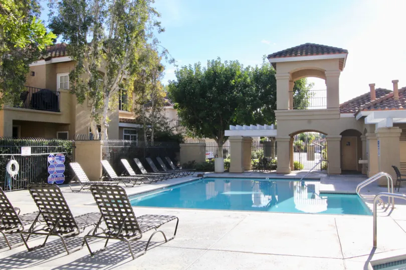 A beautiful sunny day to sit pool side at Montevista in Orange, California