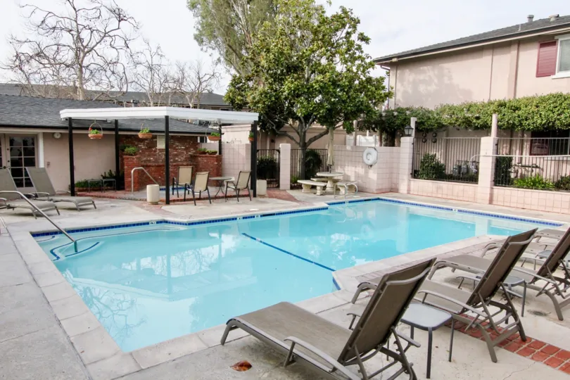 Poolside on a sunny day at Park Orleans in Orange, CA.