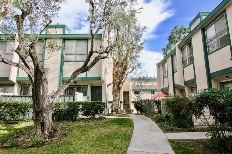 Park Terrace Village Building with Green Park at Orange City in Califorina