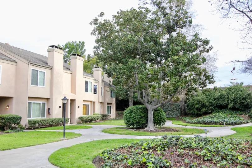 Trees and plants in front of the building in Tamarin Orange