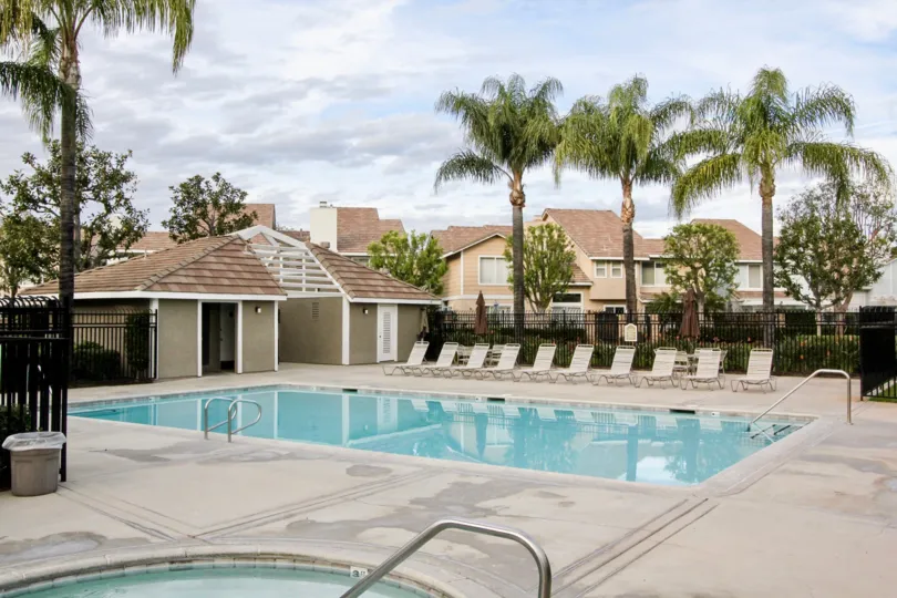Community pool area in Vista Santiago community of Orange, California.