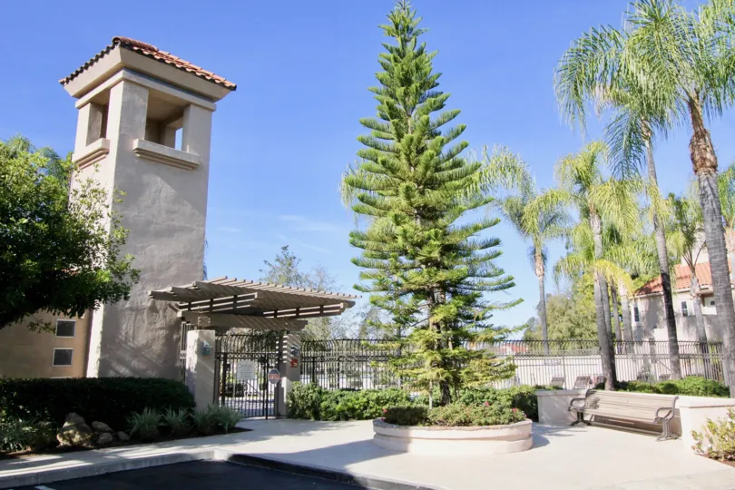 A locked gate outside a structure in Brisa del Lago I community in Rancho Santa Margarits, CA