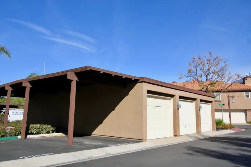 A covered garage in Brisa del Lago II in Rancho Santa Margarita, CA
