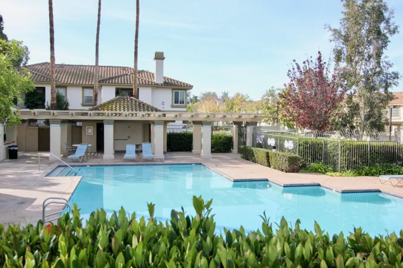 Poolside view of Casafina a community in Rancho Santa Margarita, California.