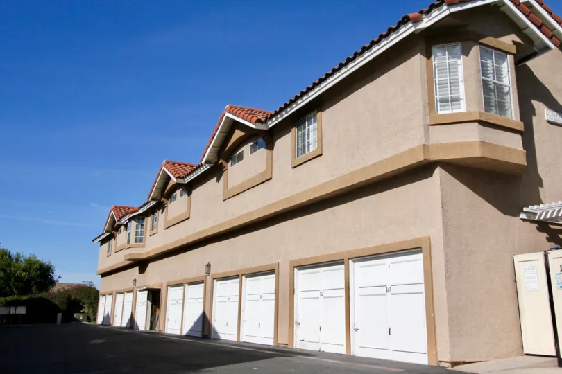 a two story building in the mission courts community, in Rancho Santa Margarita, CA
