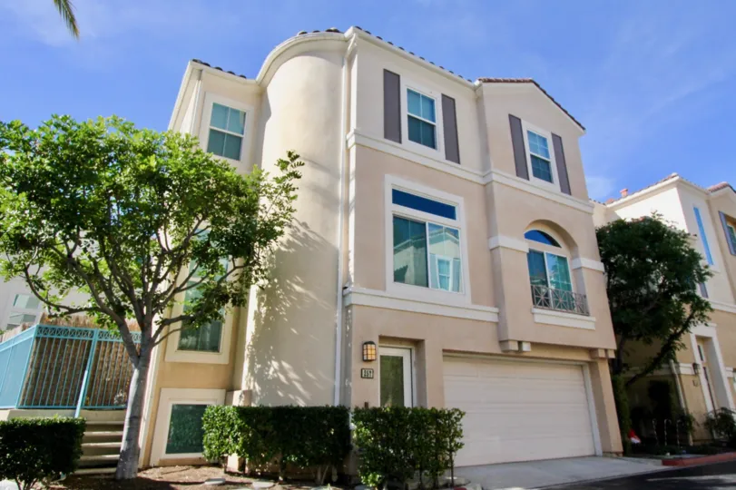 Three-story, adobe-look home in the Month Del Lago area of Rancho Santa Margarita, CA