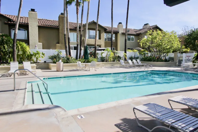 Clear skies by the community pool in the Suasalito neighborhood.