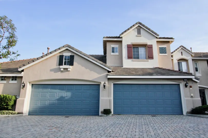 Two blue garage doors in Sea Country in Rancho Santa Margarita, CA