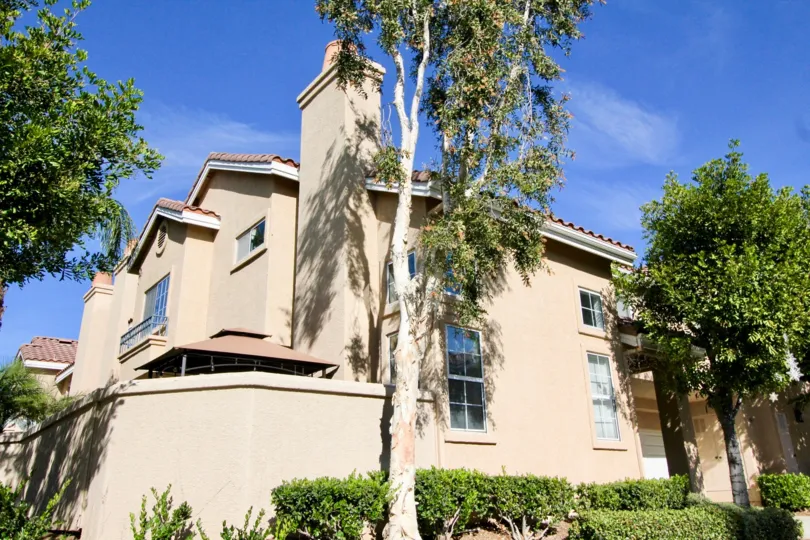 Corner view of a home in Sonoma Court in Rancho Santa Margarita, California.