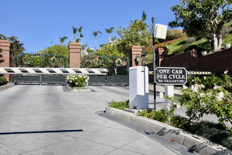 A clear, sunny day at the entrence of the Highland Light Village community, in San Clemente, California
