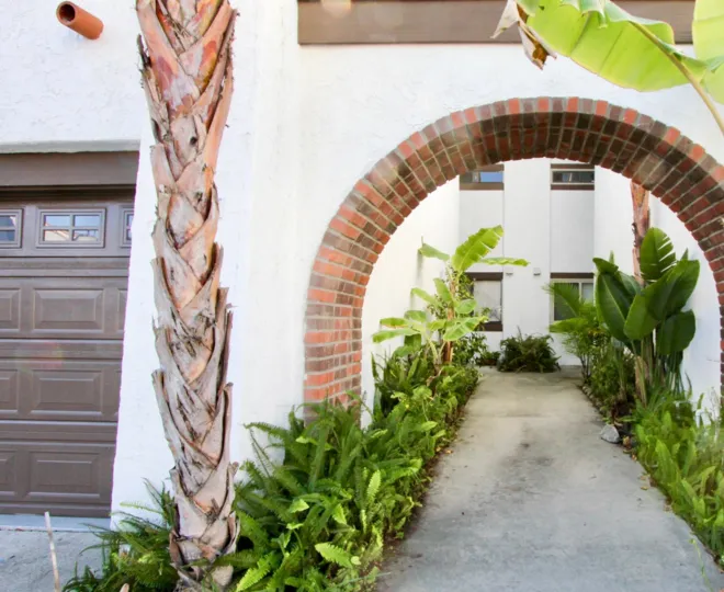 THE HOUSE IN THE LA CUESTA COVE WITH THE BANANA TREES, SHUTTER, PLANTS