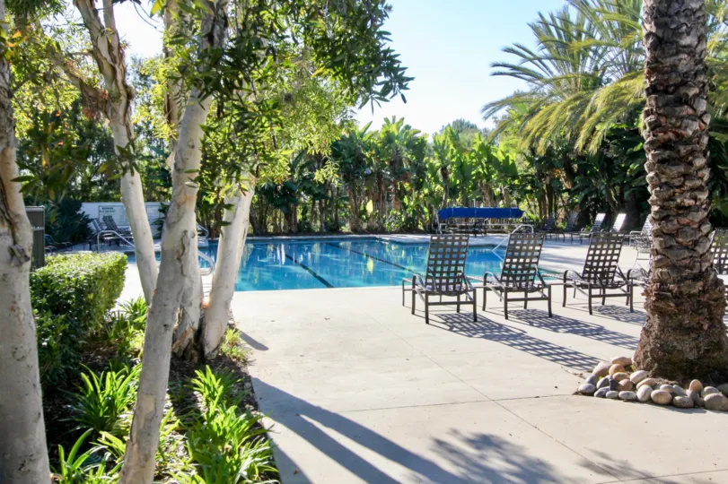 The swimming pool area in the community of Seagargen in San Clemente, California