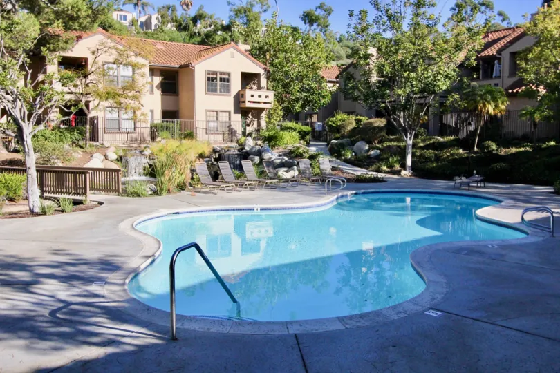 THE HOUSE IN THE VISTA PACIFICA WITH THE SWIMMING POOL, PLANTS, TREES