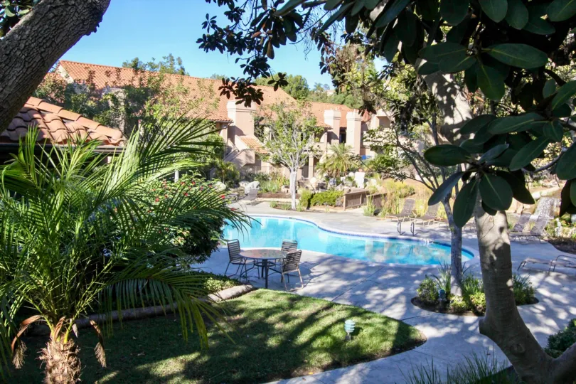 A beautiful swimming pool in the backyard of the building in Vista Pacifica.