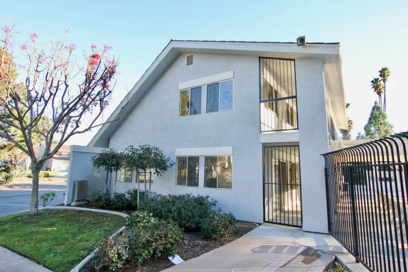 A complex with white walls in Mariners Village community in San Juan Capistrano, California.
