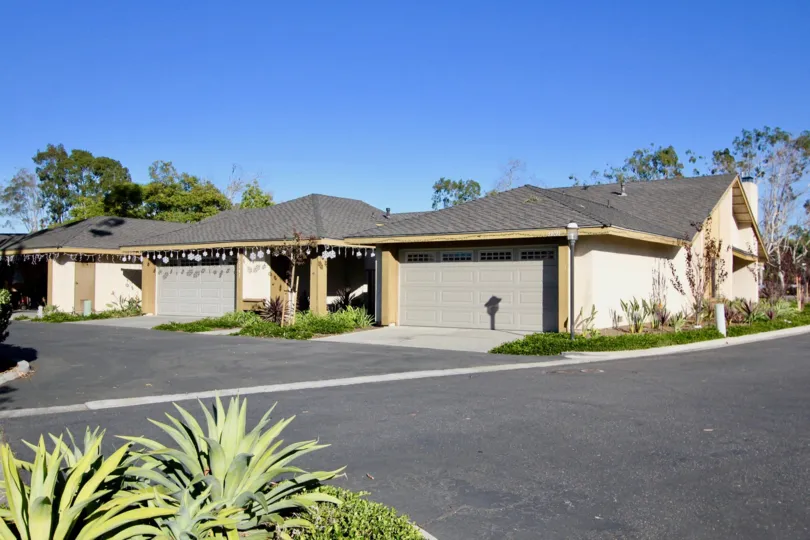 The outside view of some Mission Point homes on a sunny day