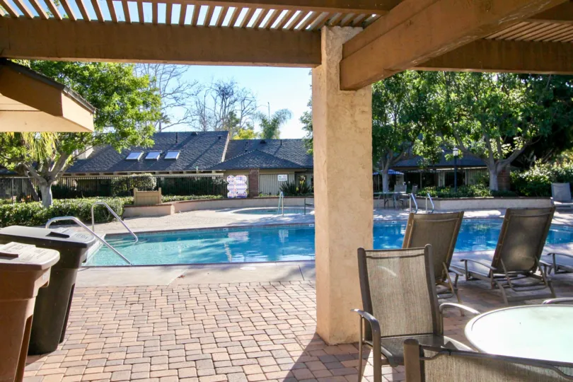 A sunny day at in the Mission Point area with a pool that is gated
