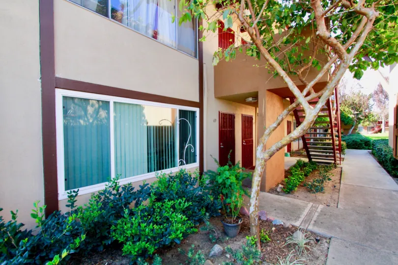 A small garden at Bristol Place in Santa Ana California