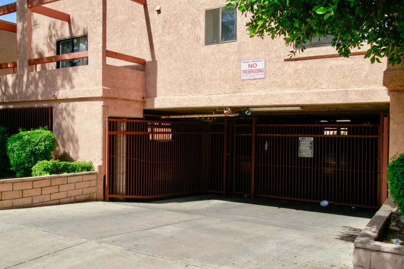 The view of the basement entrance of a residentail complex in the Chestnut Manor community