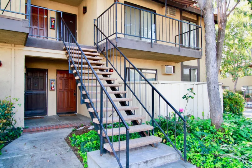 A close up view of a staircase leading to the first floor of a house in the Fairview community