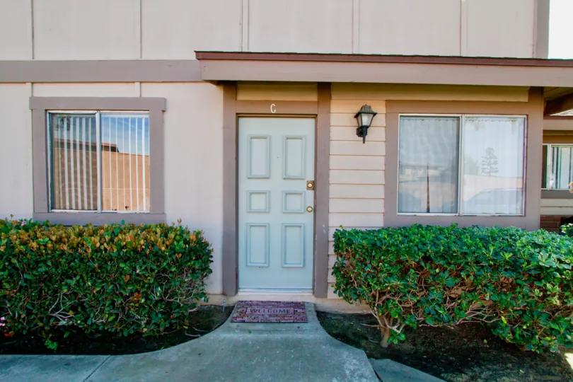 A sunny day outside of a building located in Normandy Place in Santa Ana, California