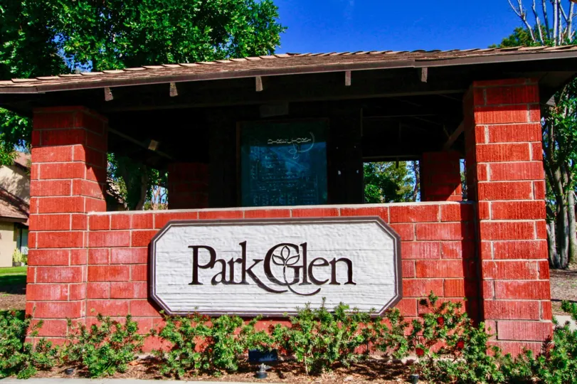 name board on shed having letters parkglen in Park Glen