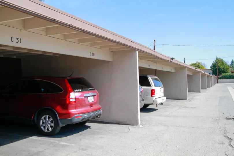 A large covered parking area at Saddlebark Park Villas in Santa Ana CA