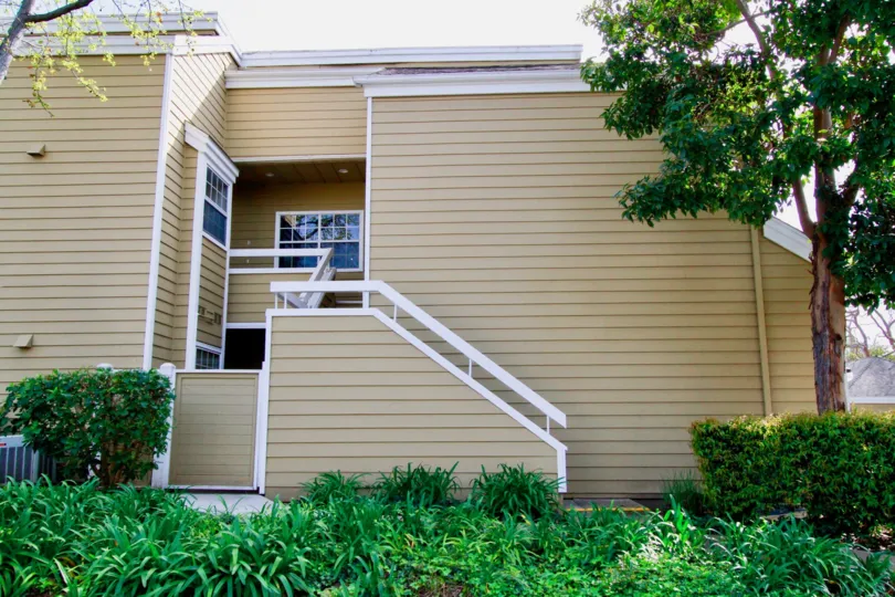 A day in the South Coast Springs with front view of a house and nearby tree.