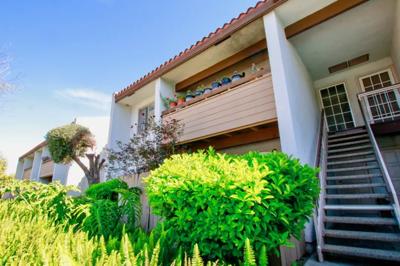 Woodside Village Santa Ana California found with attractive colored plants and pots with good wooden works