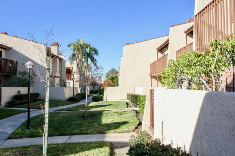 Trees and lawns in Bell Terrace in Stanton, California