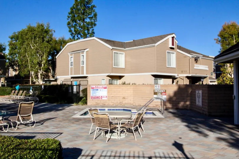 A small beautiful swimming pool at the backyard with nice sitting area in Briar Oaks.