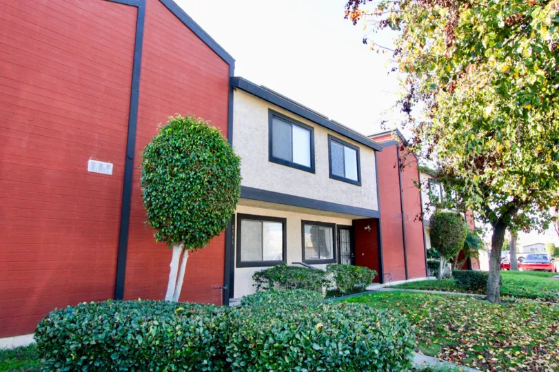 Colorful decor and complimenting landscaping at the Chapman Villas