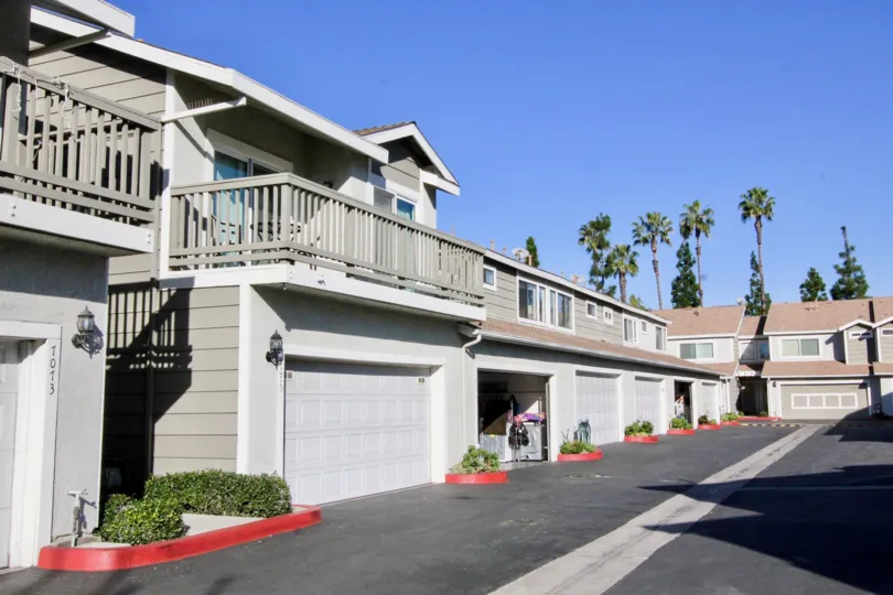 Rear aspect view show easy access to garages and generous balcony accomodations at the Park Villas