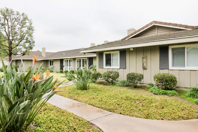 An overcast day at a residence at Broadmoor Park in Tustin, California.