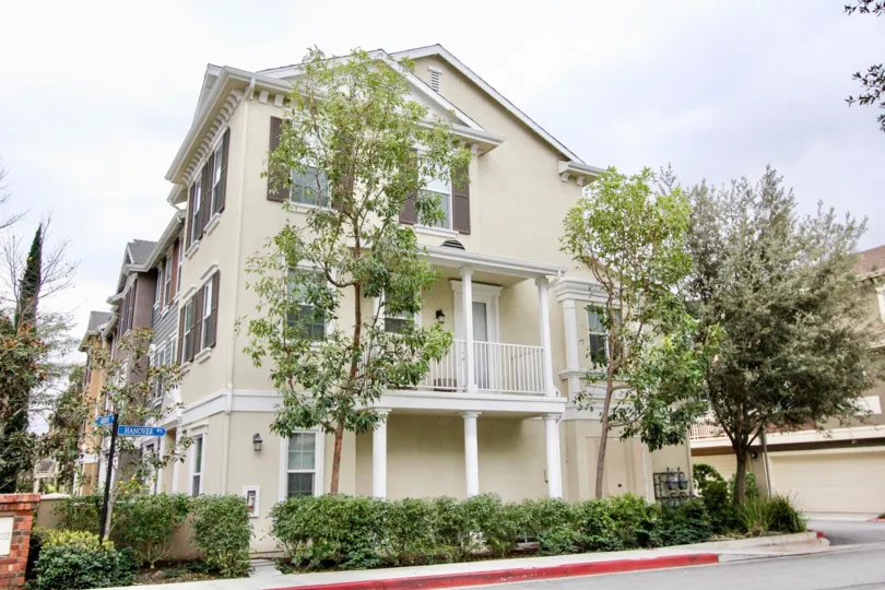 A sunny day in the area of Camden Place, condo, balcony, trees, windows, outside