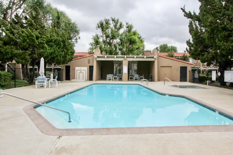 the rancho san juan is a peaceful swimming pool of the tustin city in ca