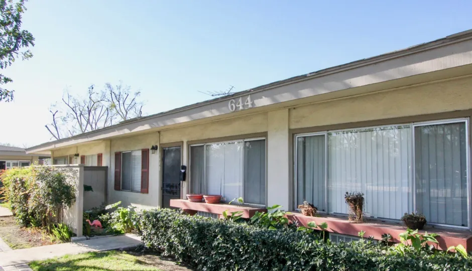Awesome view of a villa with small garden and glass doors in Tustin Acres of Tustin
