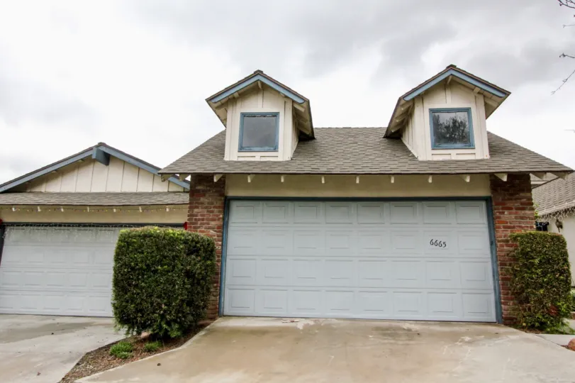 In car shed, the number 6665 is marked in the door belonging to Fairgreen Homes in Yorba Linda