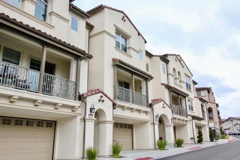 Balconies on top of garages in Palisades at Vista Del Verde Yorba Linda, CA