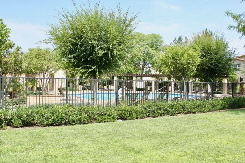 Beauty serene environment manicured garden and pool area