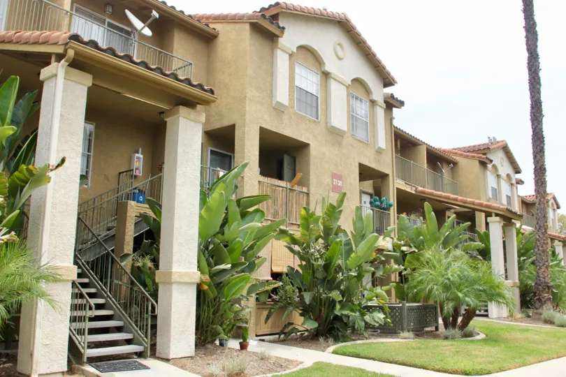 Front of an apartment building in Sienna Community in Corona, CA