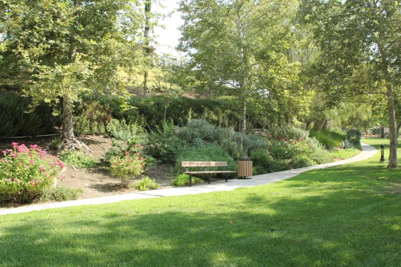 A greenish rich park in the sunny day in Temescal Heights.