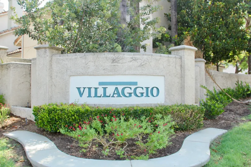 IT IS IN THE CITY OF CORONA. VILLAGGIO IS WRITTEN ON THE WALL