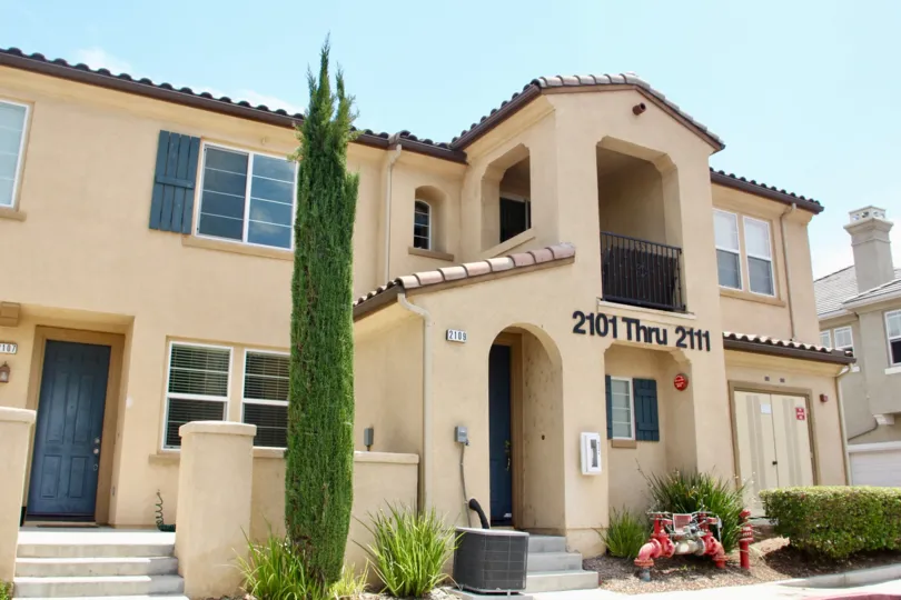Entrace to addresses 2101 thru 2111 at Belcaro community in Lake Elsinore, California