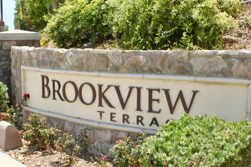 Clear view of the Bookview Terrace sign in Lake Elsinore.