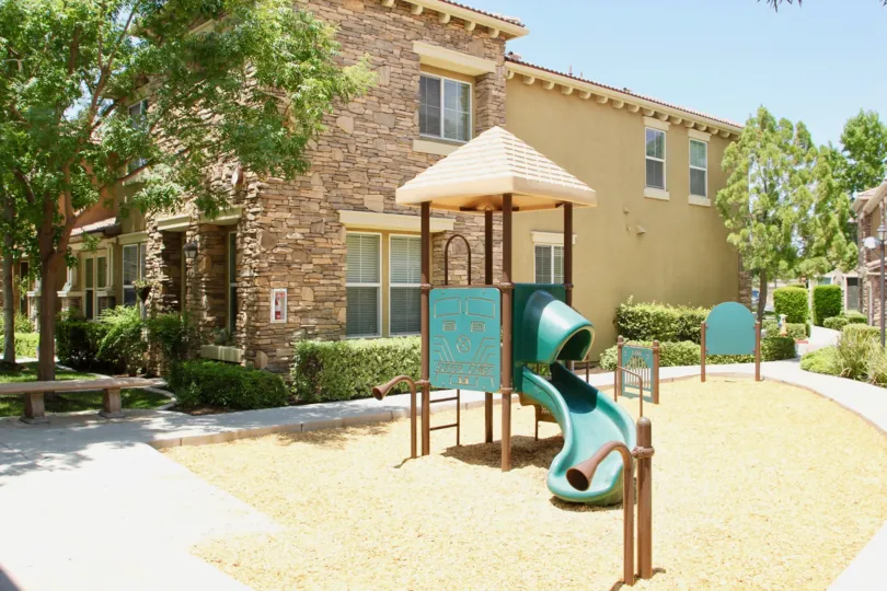 Brookview Terrace and the recreational facility available to residents with kids, ake elsinore, California