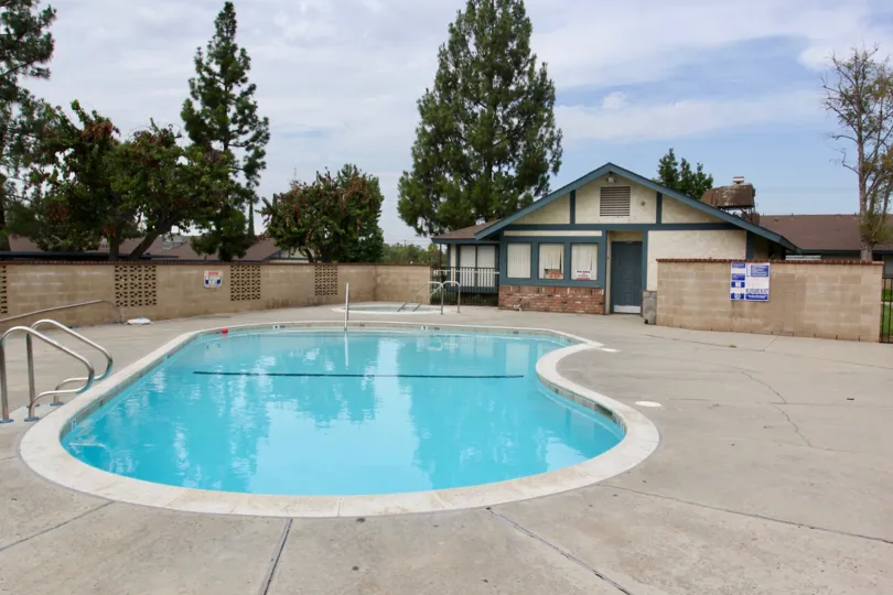An awesome view of the swimming pool in Olivewood Village, moreno village, California