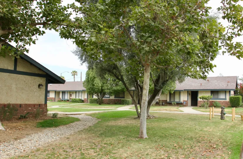 green field of Olivewood Village, Moreno Valley, California