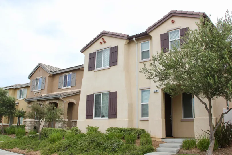 Tall buildings of Parkside at Towngate, Moreno Valley, California